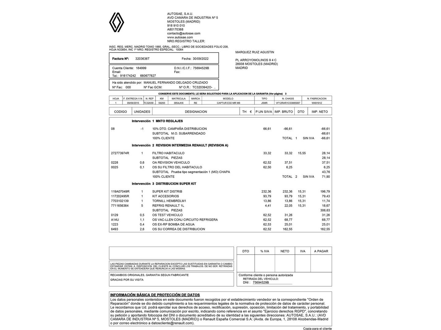 Foto del mantenimiento del Renault Captur Renault Captur Zen Energy dCi (110 CV) eco2