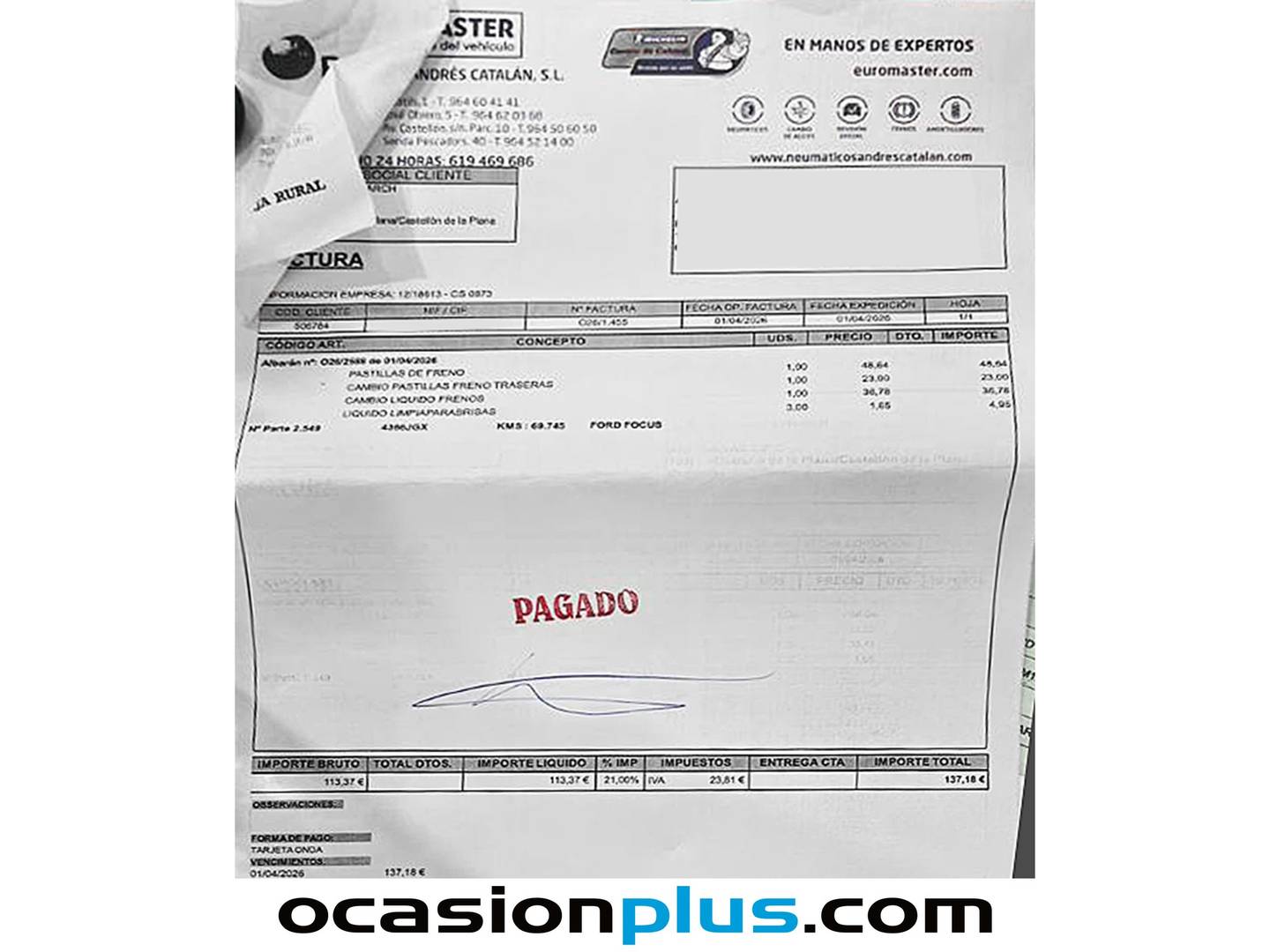 Foto del mantenimiento del Ford Focus Ford Focus 1.0 Ecoboost S&S Trend+ (125 CV)