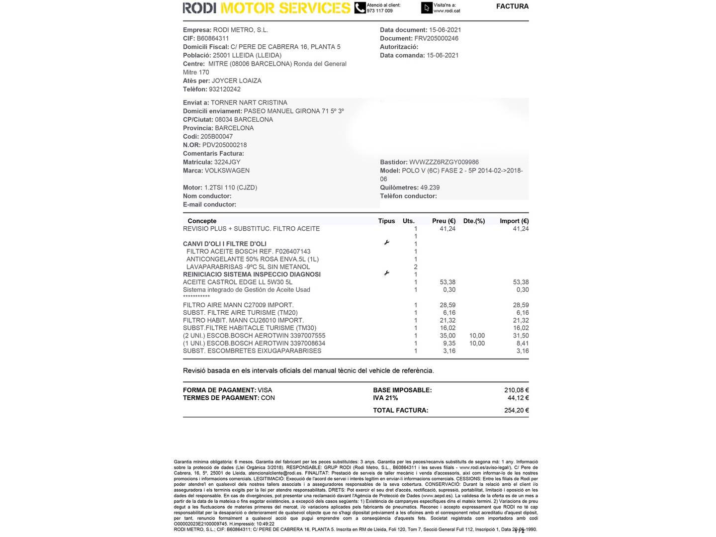 Foto del mantenimiento del Volkswagen Polo Volkswagen Polo Sport 1.2 TSI BMT (110 CV)