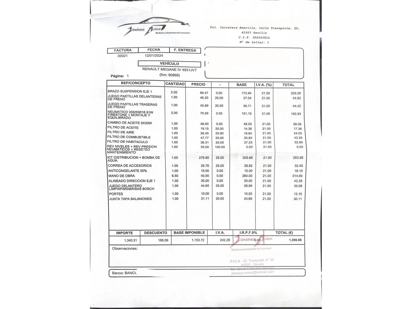 Foto del mantenimiento del Renault Mégane Renault Megane Sport Tourer Zen Energy dCi (110 CV)
