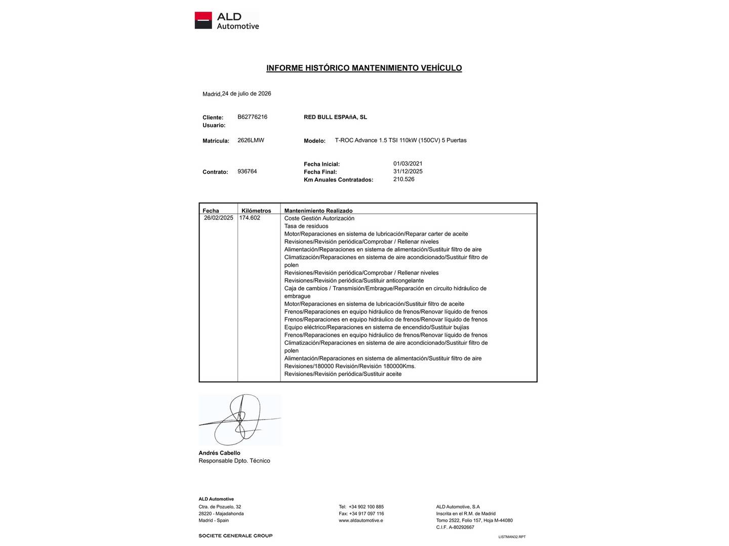 Foto del mantenimiento del Volkswagen T-Roc Volkswagen T-Roc Advance 1.0 TSI (110 CV)