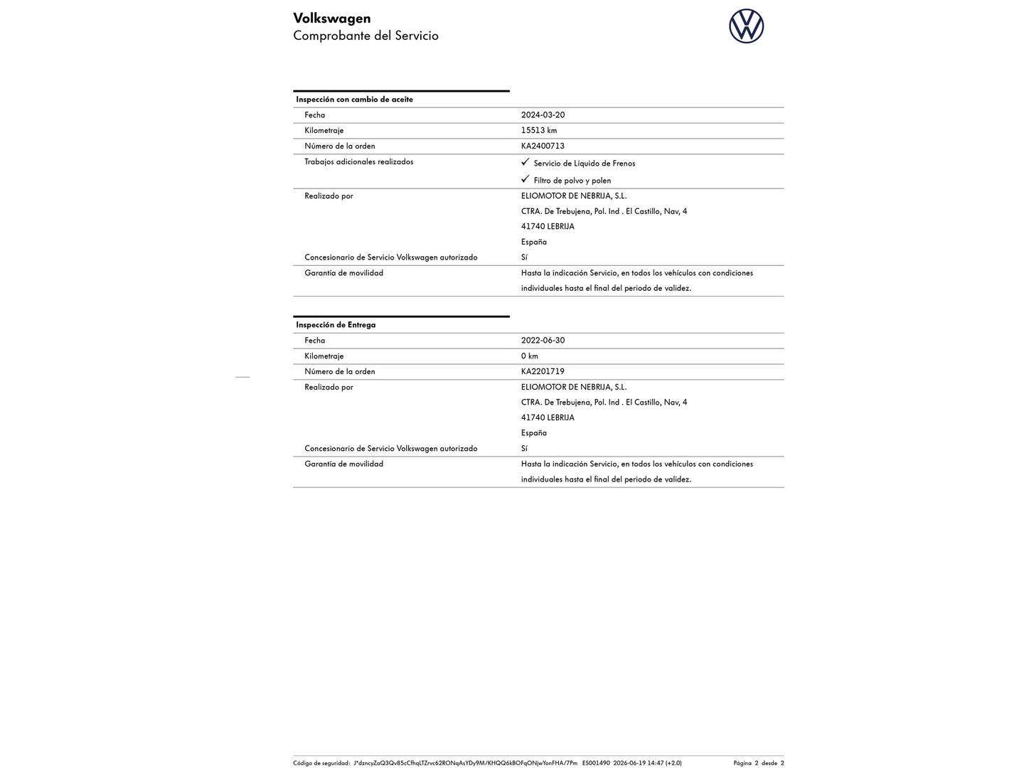 Foto del mantenimiento del Volkswagen T-Roc Volkswagen T-Roc R-Line 1.5 TSI (150 CV) DSG