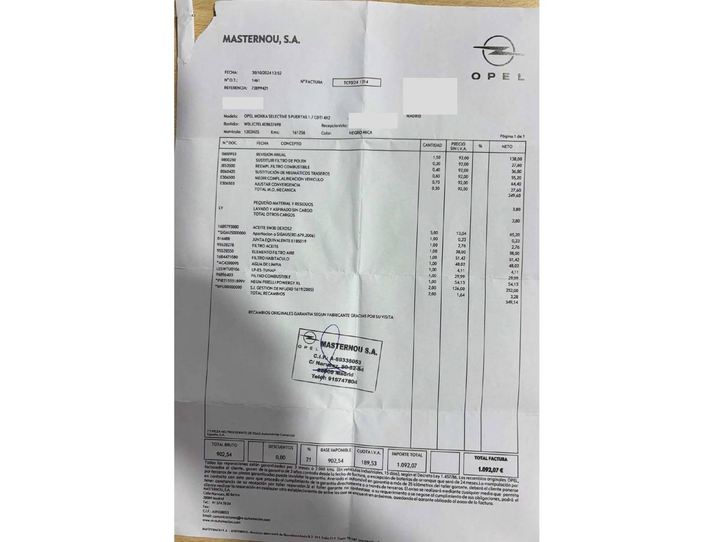 Foto del mantenimiento del Opel Mokka Opel Mokka 1.7 CDTi S&S Selective 4x2 (130 CV)