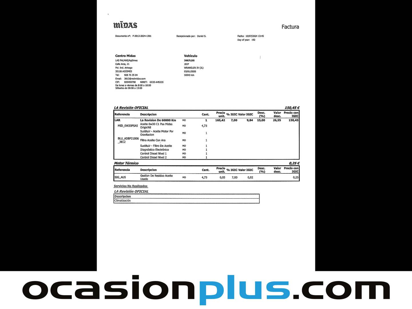 Foto del mantenimiento del Jeep Wrangler Jeep Wrangler 2.2 CRD Sahara 8ATX (200 CV)