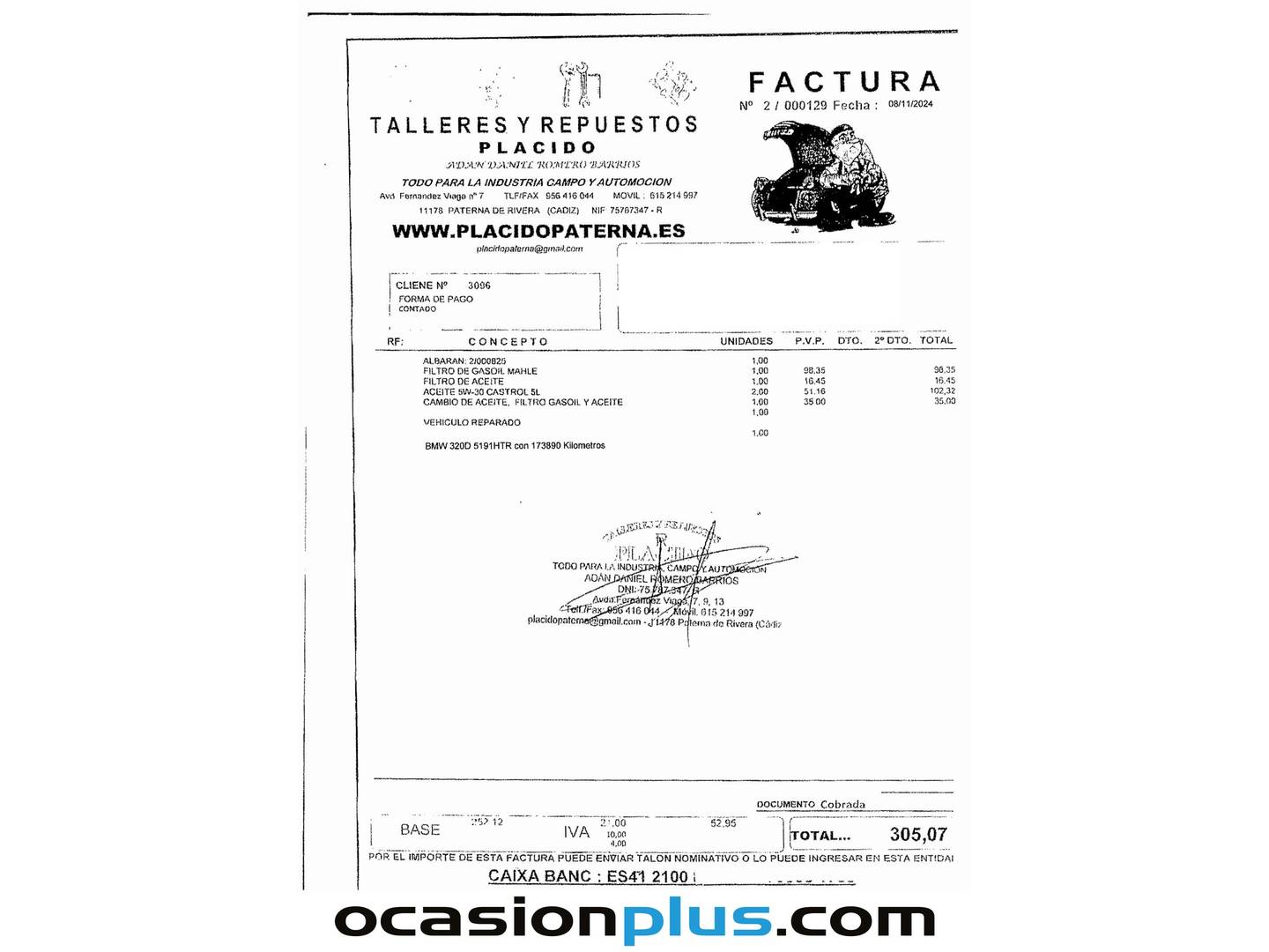 Foto del mantenimiento del BMW Serie 3 BMW Serie 3 320d EfficientDynamics (163 CV)