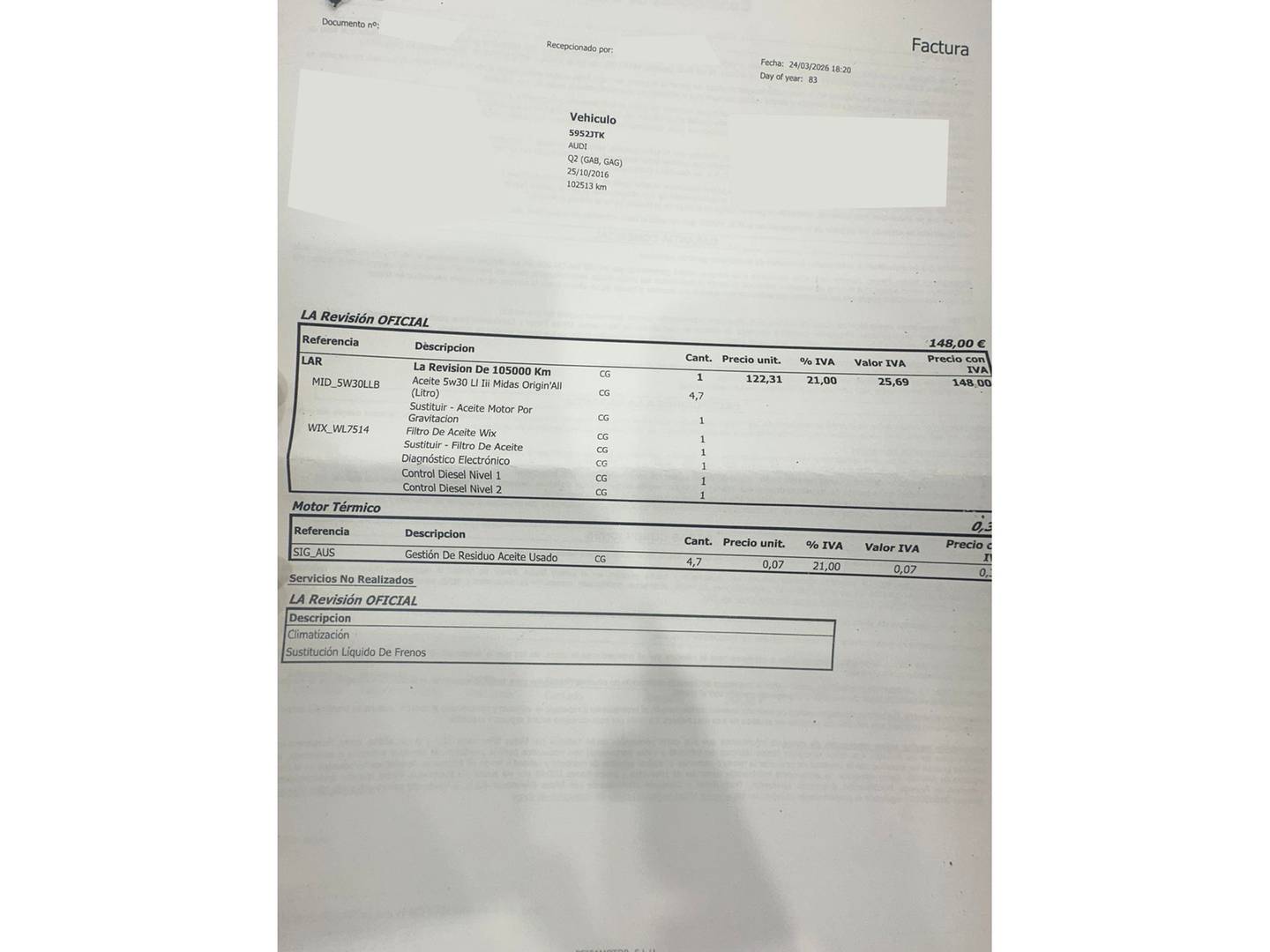 Foto del mantenimiento del Audi Q2 Audi Q2 design edition 1.6 TDI (116 CV)