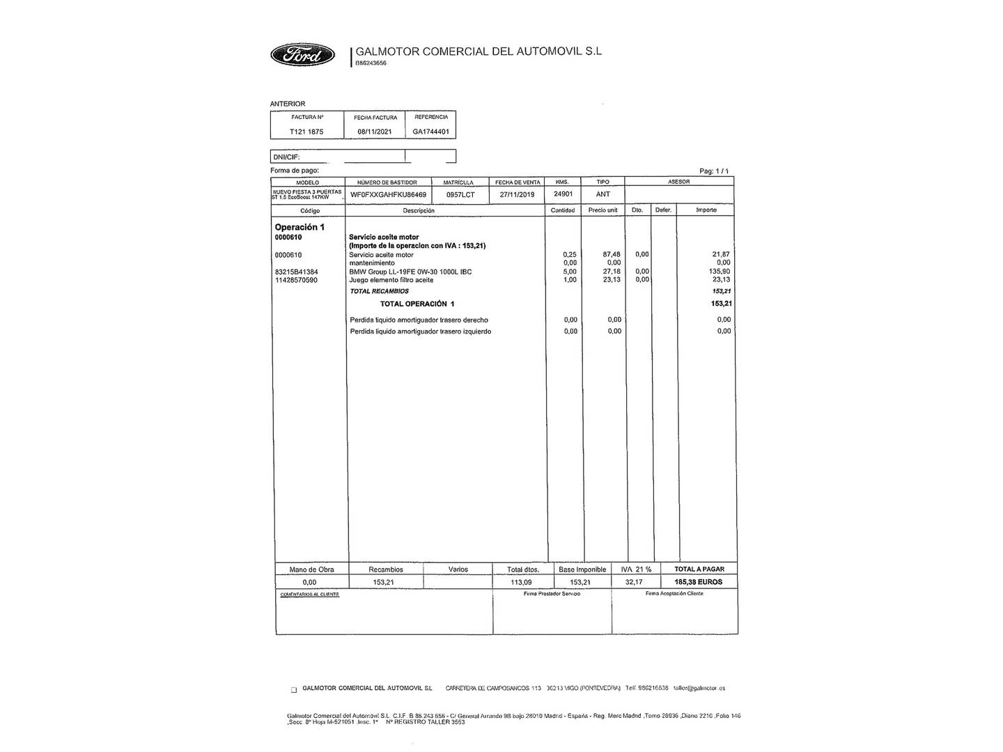 Foto del mantenimiento del Ford Fiesta Ford Fiesta 1.5 EcoBoost ST (200 CV)