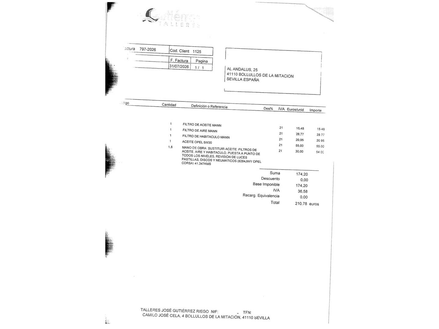 Foto del mantenimiento del Opel Corsa Opel Corsa 1.4 Expression (75 CV)