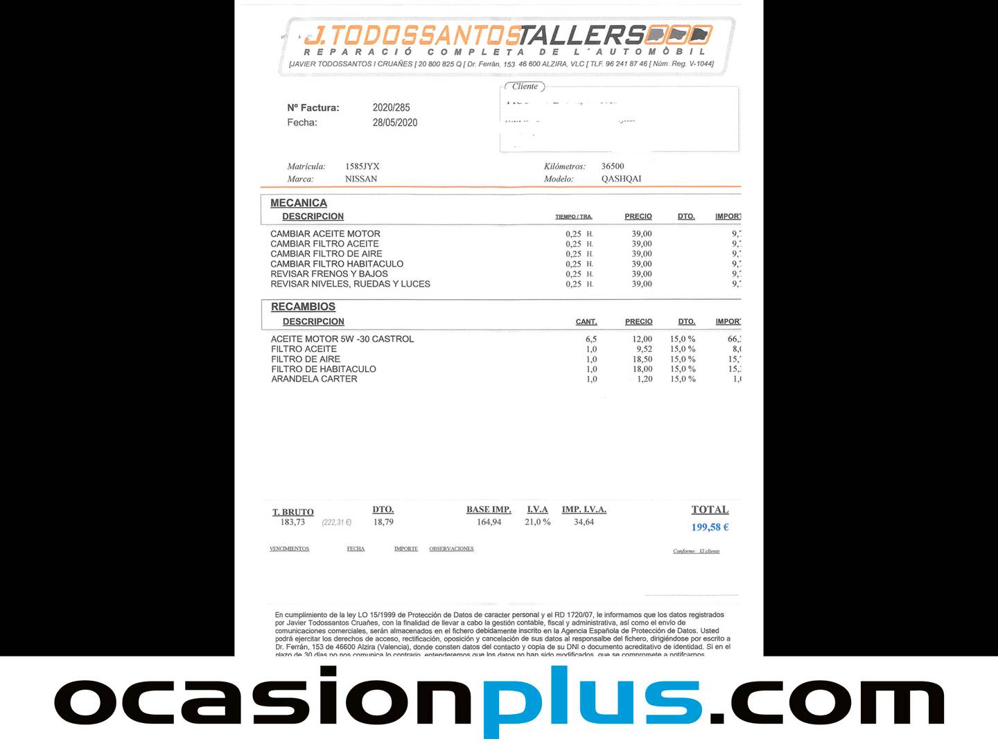 Foto del mantenimiento del Nissan QASHQAI Nissan Qashqai dCi 130 Tekna 4x2 XTronic (130 CV)