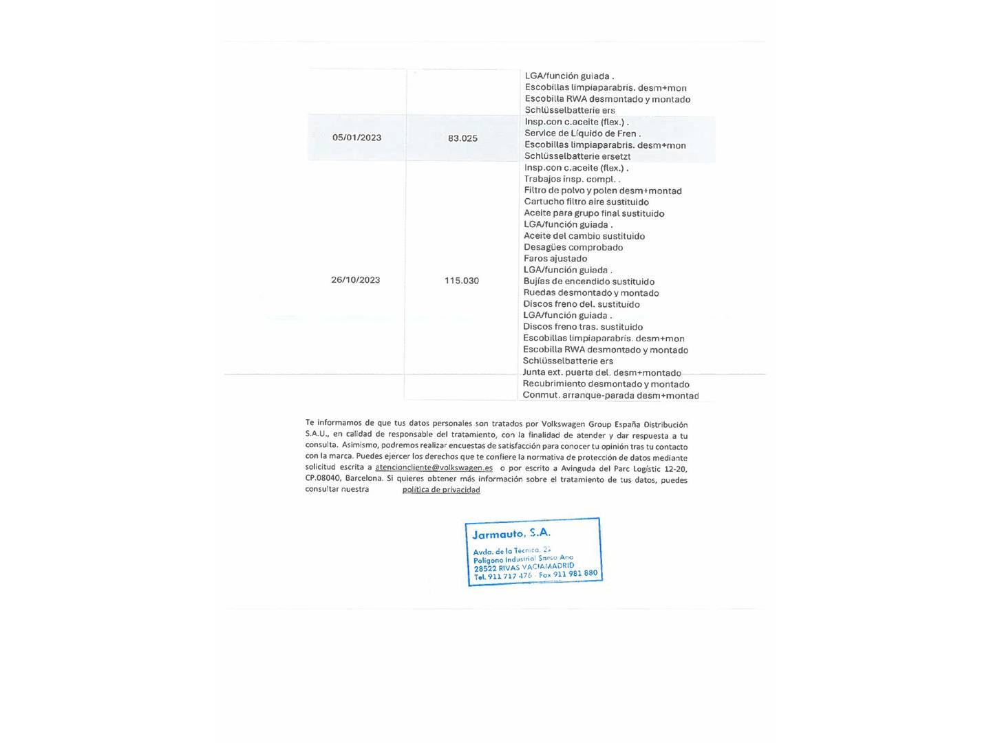 Foto del mantenimiento del Volkswagen Golf Volkswagen Golf GTI Performance 2.0 TSI (245 CV) DSG