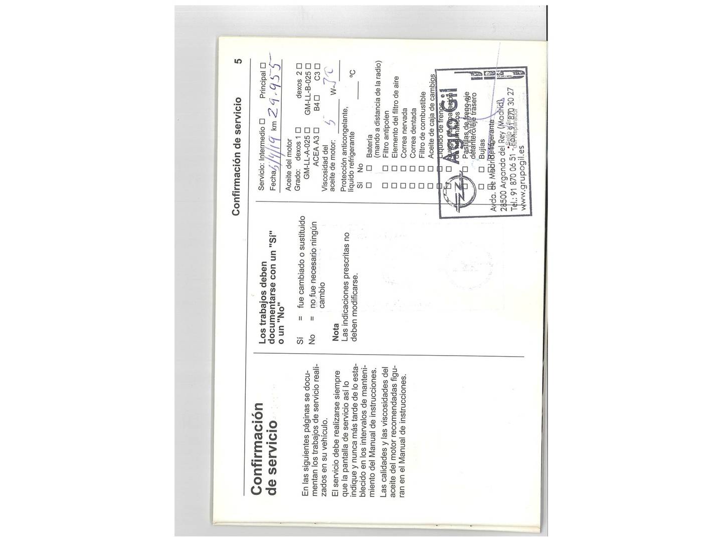 Foto del mantenimiento del Opel Vivaro Opel Vivaro 1.6 CDTI S&S L2 2.9t Plus-9 (125 CV) 9 Plazas