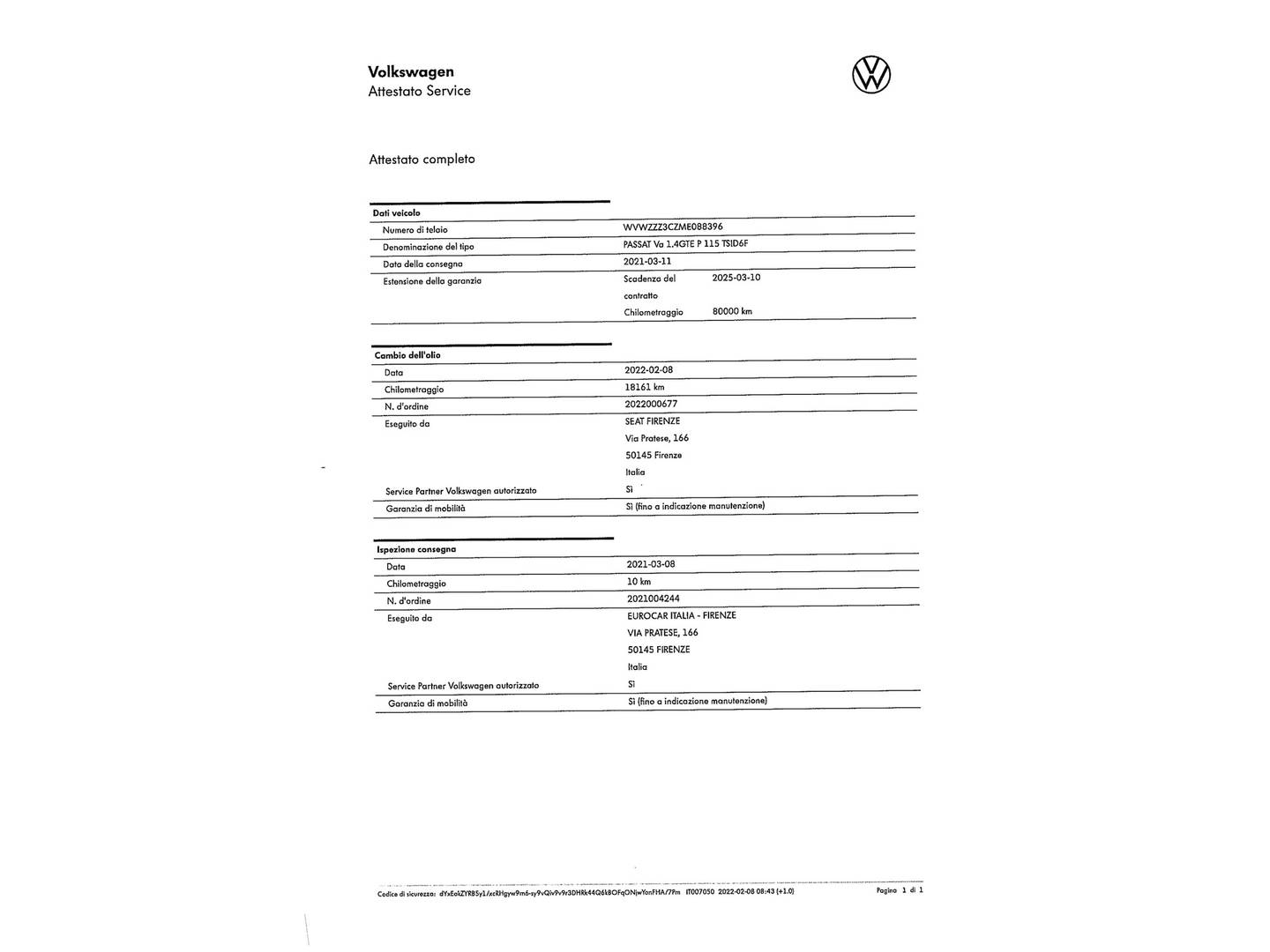 Foto del mantenimiento del Volkswagen Passat Volkswagen Passat Variant GTE 1.4 TSI e-Power (218 CV) DSG