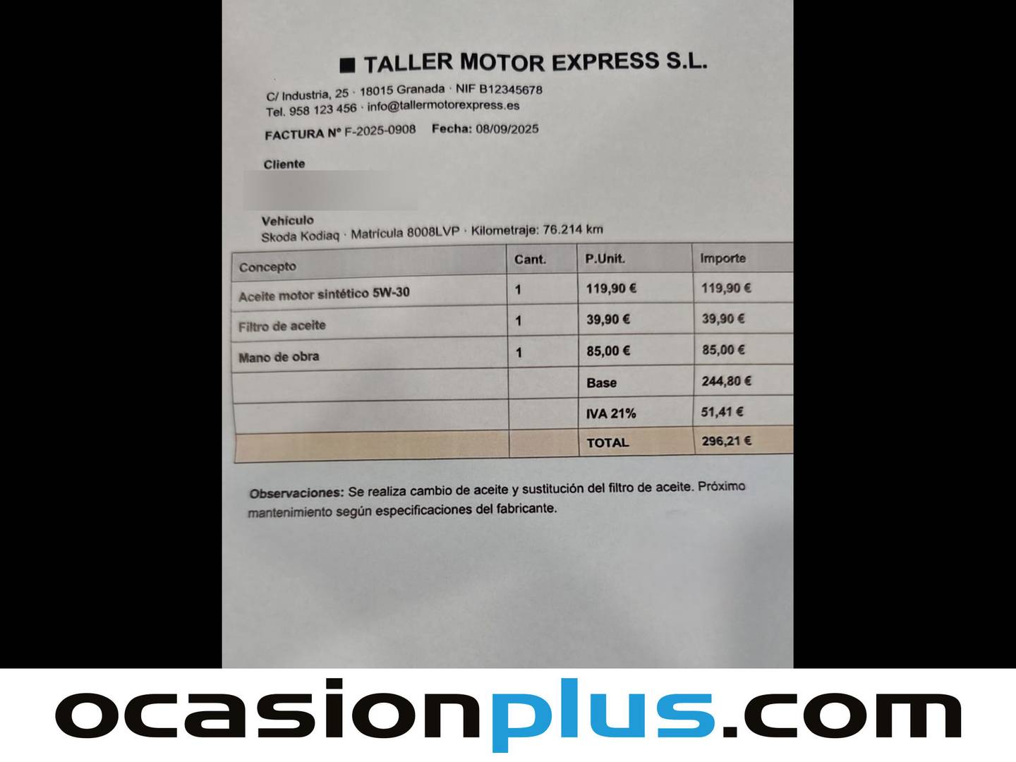Foto del mantenimiento del Skoda Kodiaq Skoda Kodiaq 1.5 TSI Ambition 4x2 DSG (150 CV) 7 Plazas