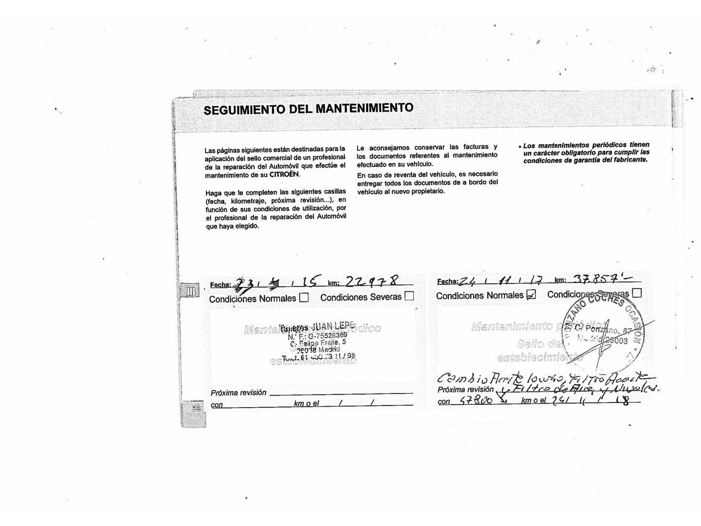 Foto del mantenimiento del Citroën C4 Citroën C4 1.6 HDI Tonic (114 CV)