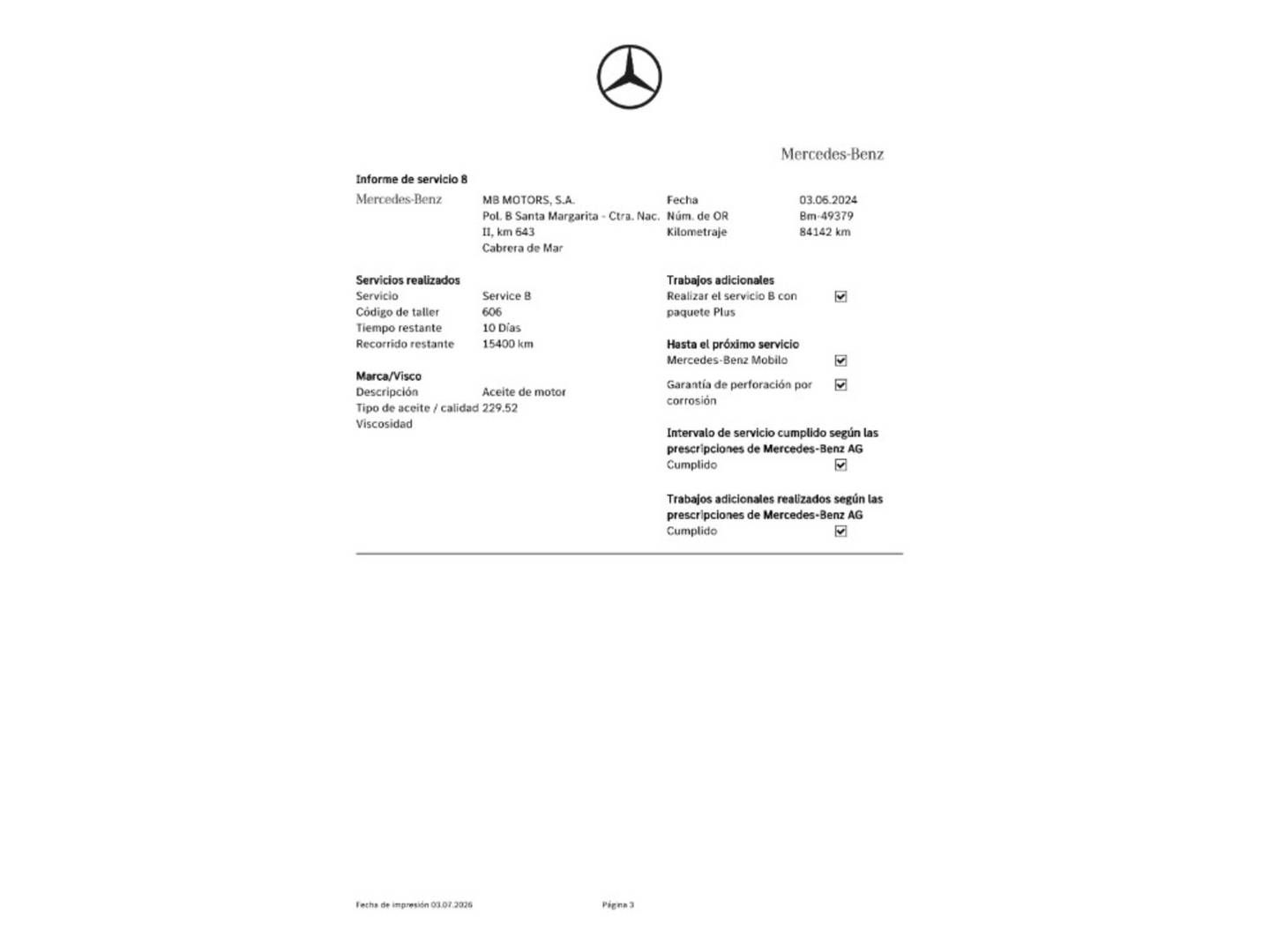Foto del mantenimiento del Mercedes Clase A Mercedes Clase A 200 d AMG Line (136 CV)