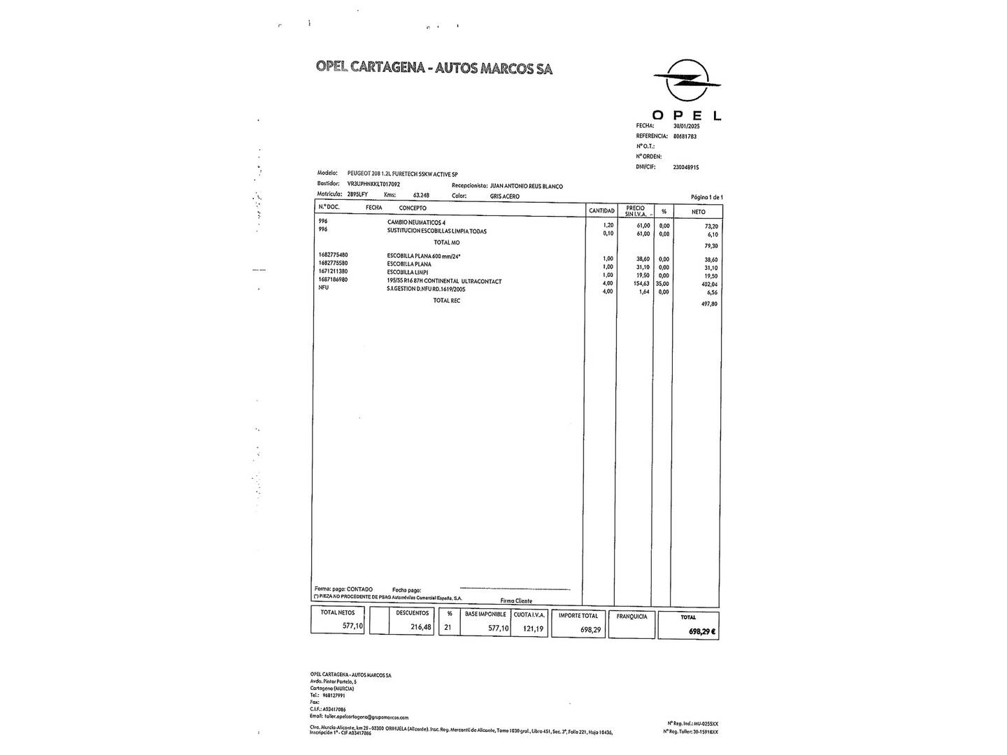 Foto del mantenimiento del Peugeot 208 Peugeot 208 PureTech 100 S&S Active (100 CV)