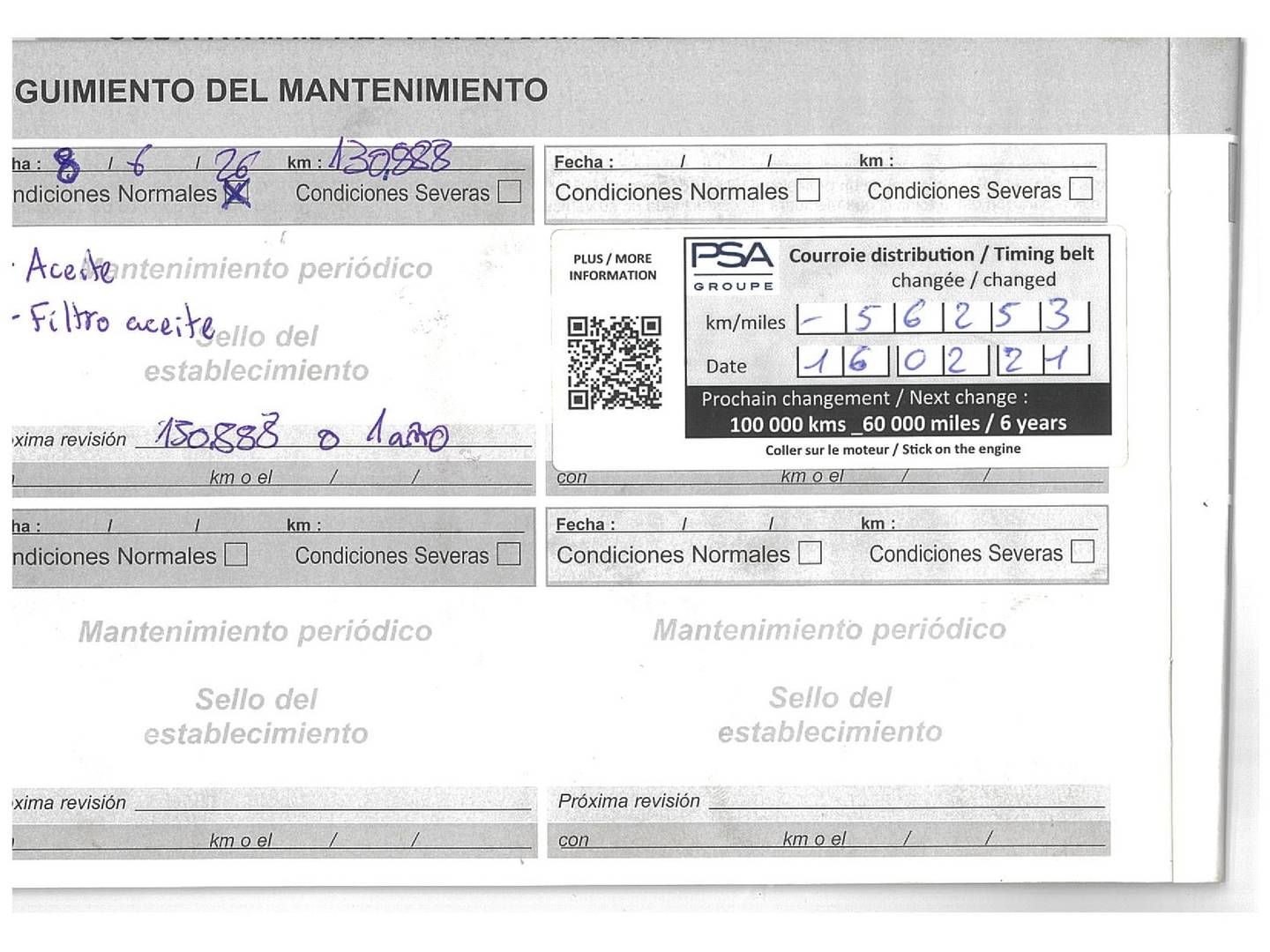 Foto del mantenimiento del Peugeot Partner Peugeot Partner Tepee Combi 1.2 PureTech Outdoor (110 CV)