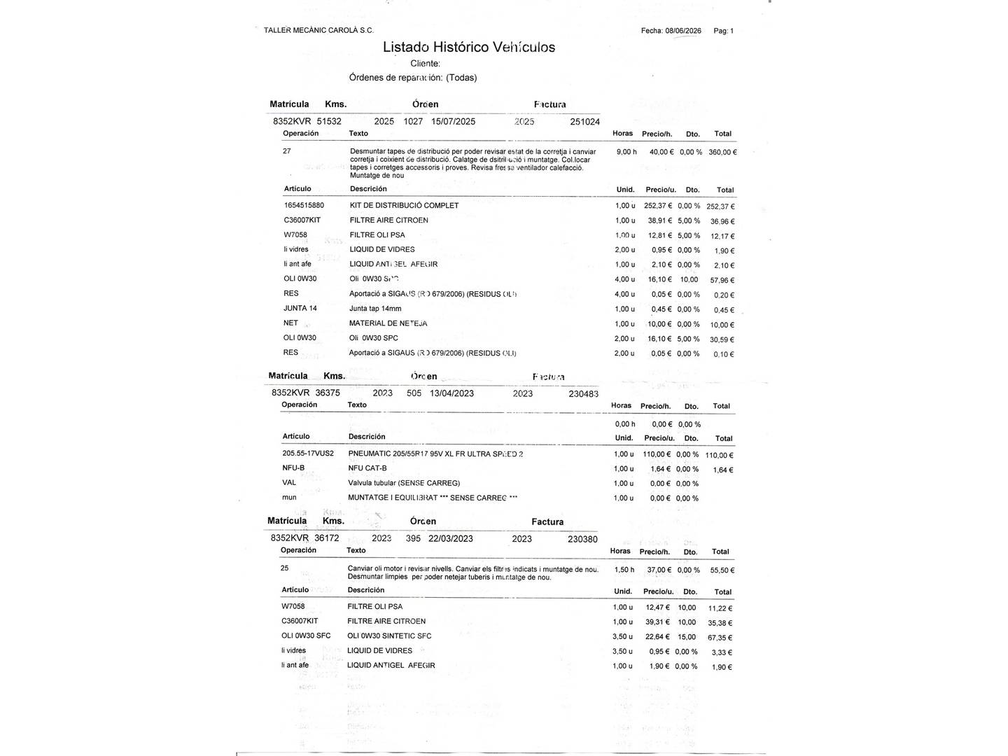 Foto del mantenimiento del Citroën Berlingo Citroën Berlingo PureTech 110 Talla M Shine (110 CV)