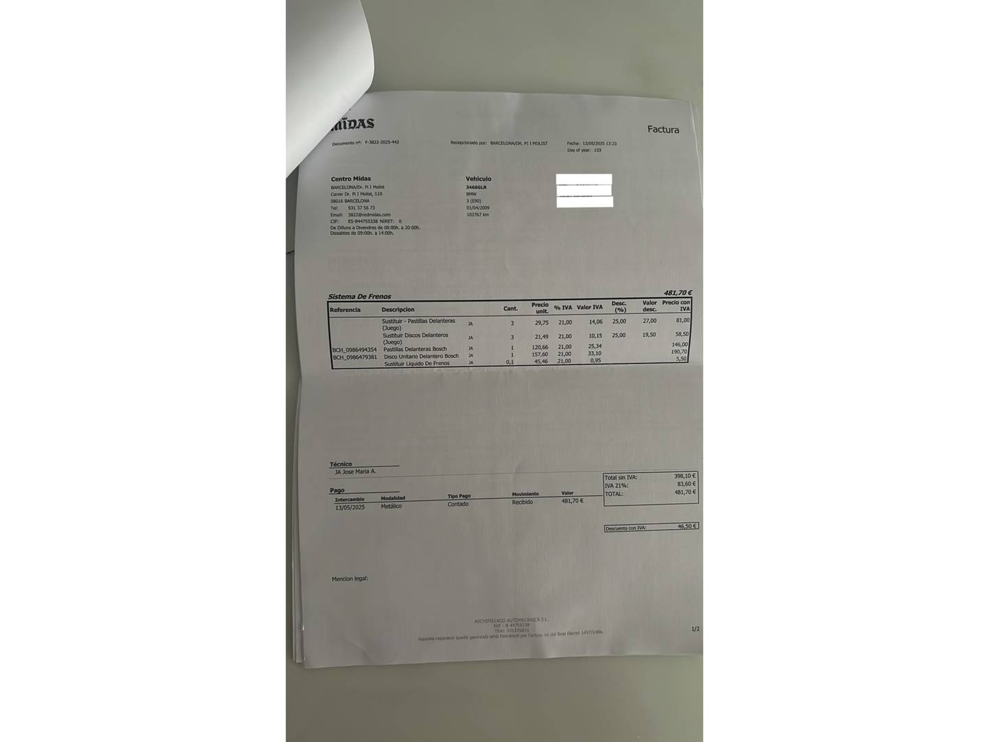 Foto del mantenimiento del BMW Serie 3 BMW Serie 3 320d (177 CV)