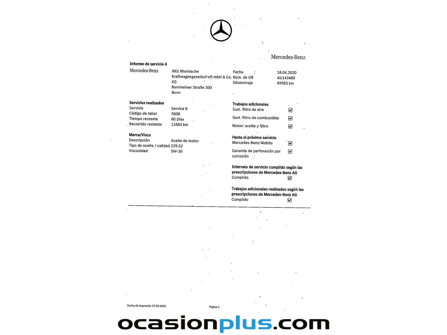 Foto del mantenimiento del Mercedes Clase A Mercedes Clase A 200 d Style (136 CV)