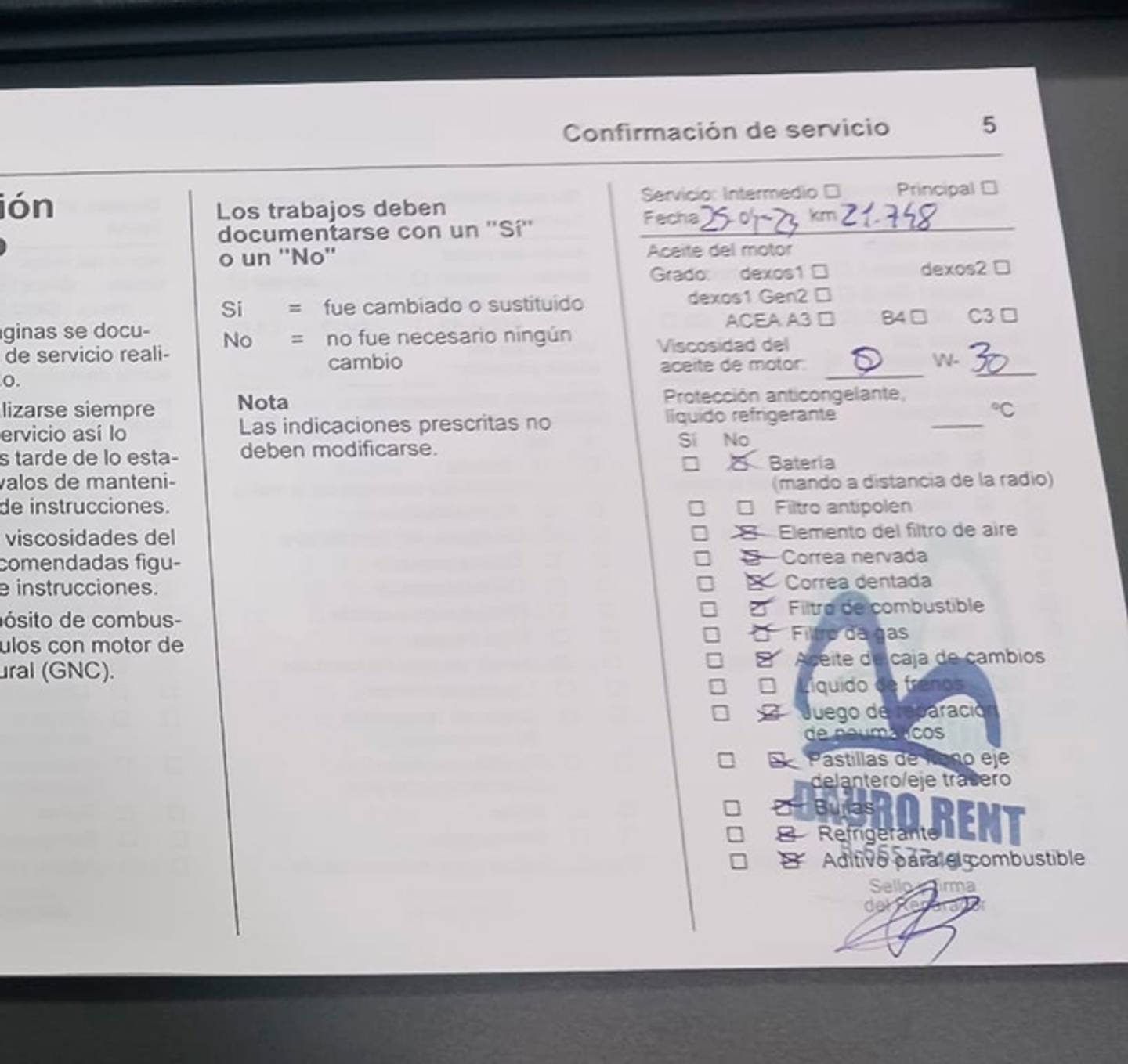 Foto del mantenimiento del Opel Zafira Life Opel Zafira Life 2.0 Diesel M Innovation (150 CV) 8 Plazas