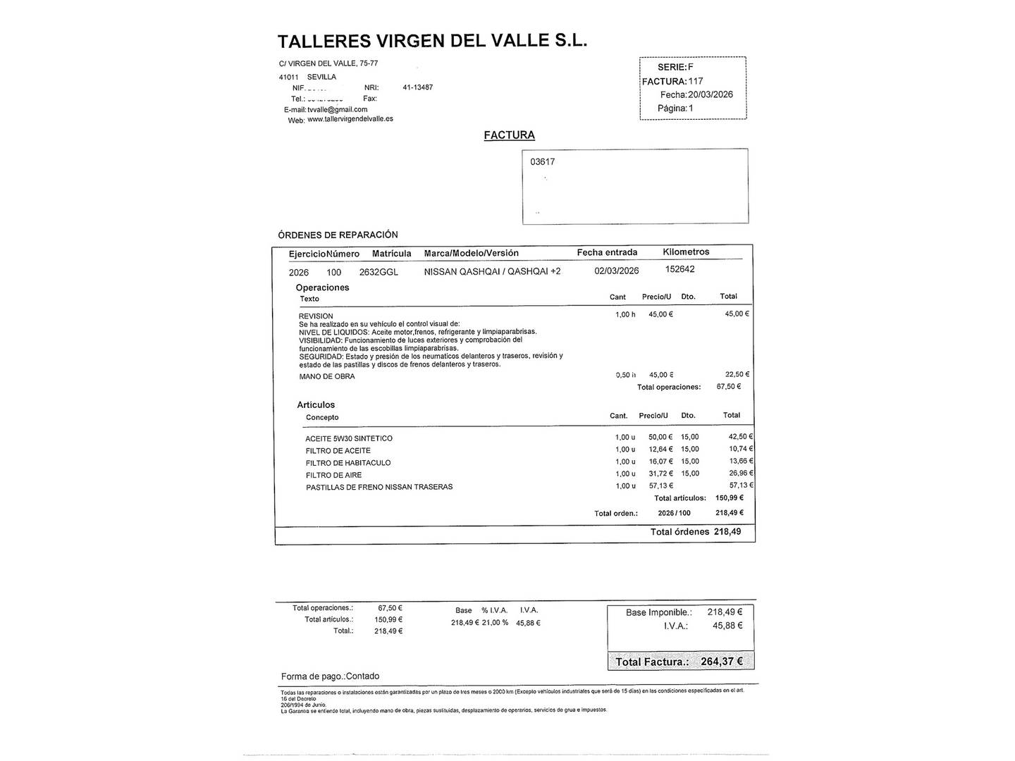 Foto del mantenimiento del Nissan QASHQAI Nissan Qashqai 2.0 Acenta 4x2 CVT (140 CV)