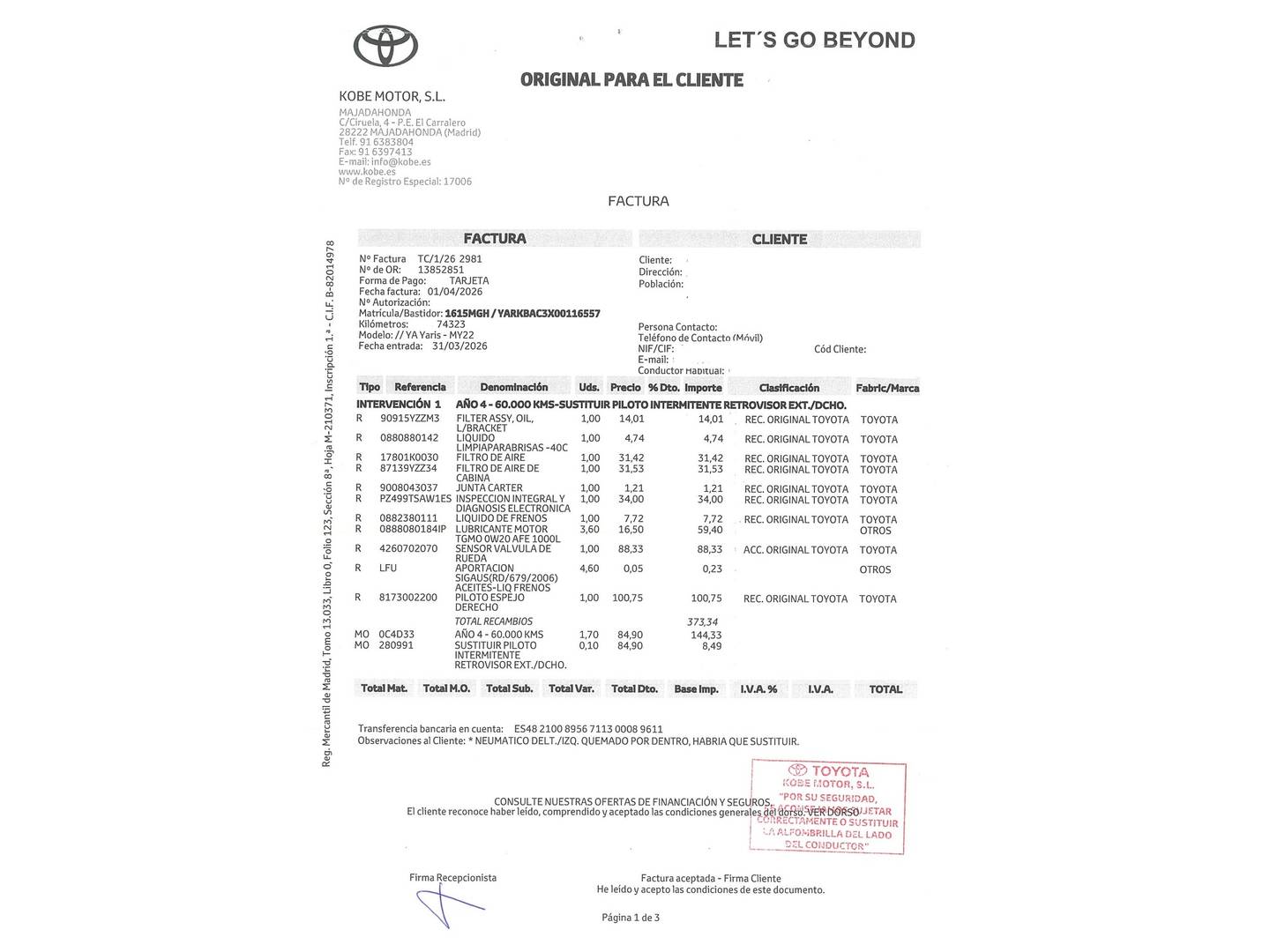 Foto del mantenimiento del Toyota Yaris Toyota Yaris 120H Active Tech (116 CV)