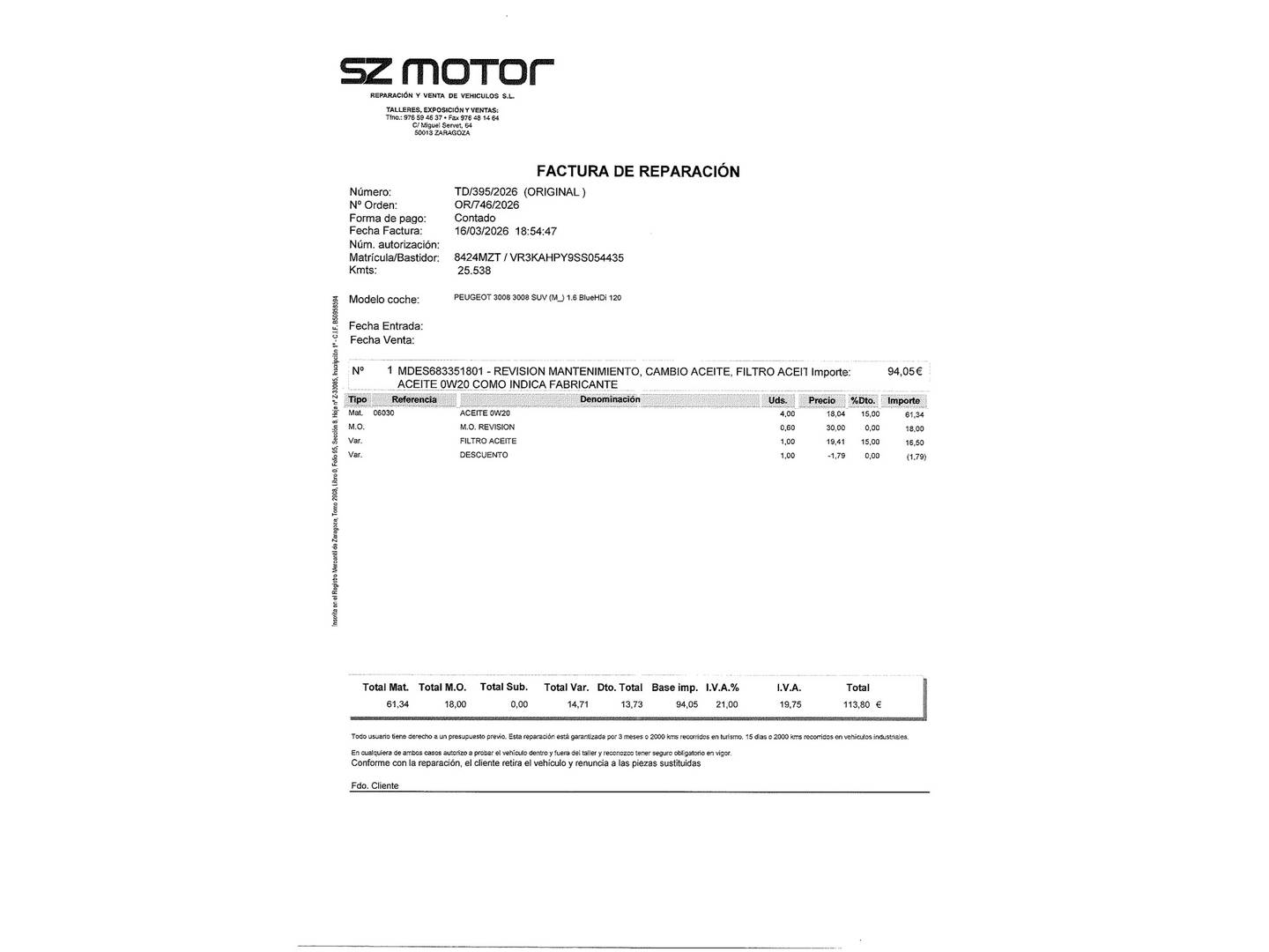 Foto del mantenimiento del Peugeot 3008 Hybrid Peugeot 3008 Hybrid 145 Allure eDCS6 (145 CV)