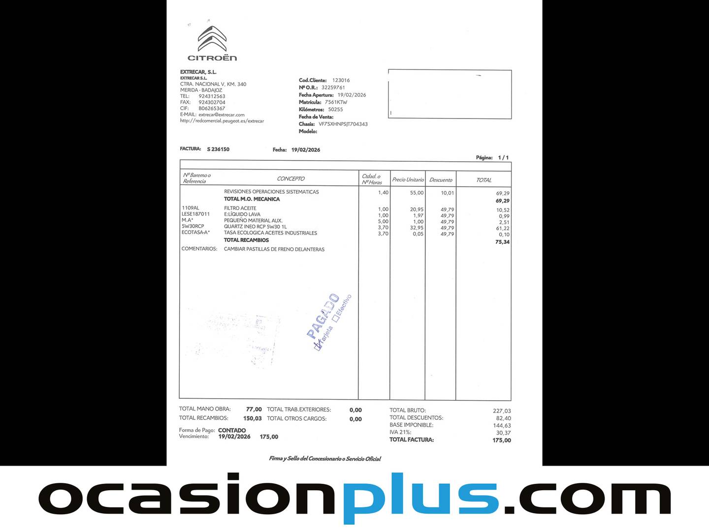 Foto del mantenimiento del Citroën C3 Citroën C3 PureTech 110 S&S Feel (110 CV) Pack Rac3 Edition