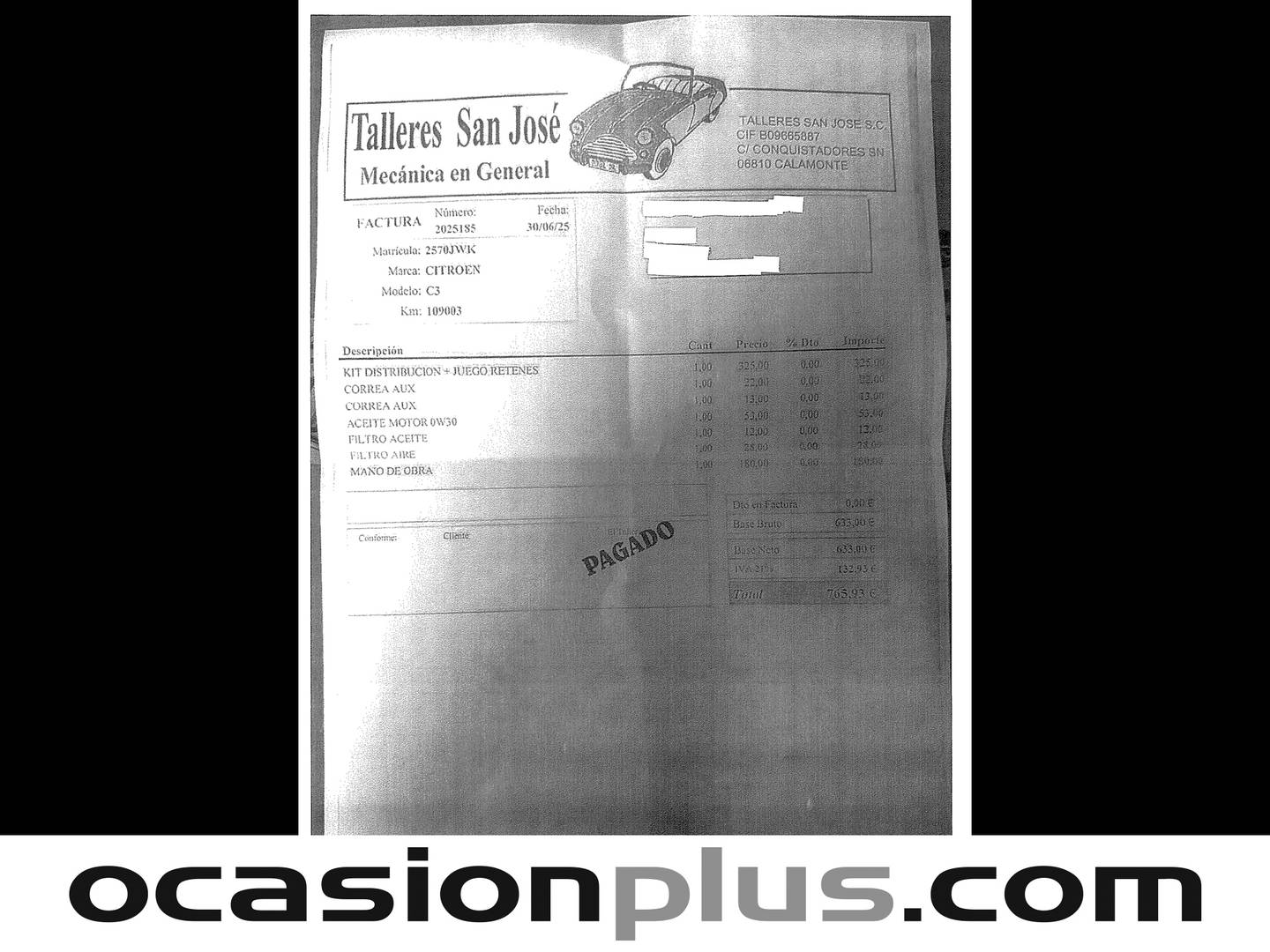 Foto del mantenimiento del Citroën C3 Citroën C3 PureTech 82 Feel (83 CV)