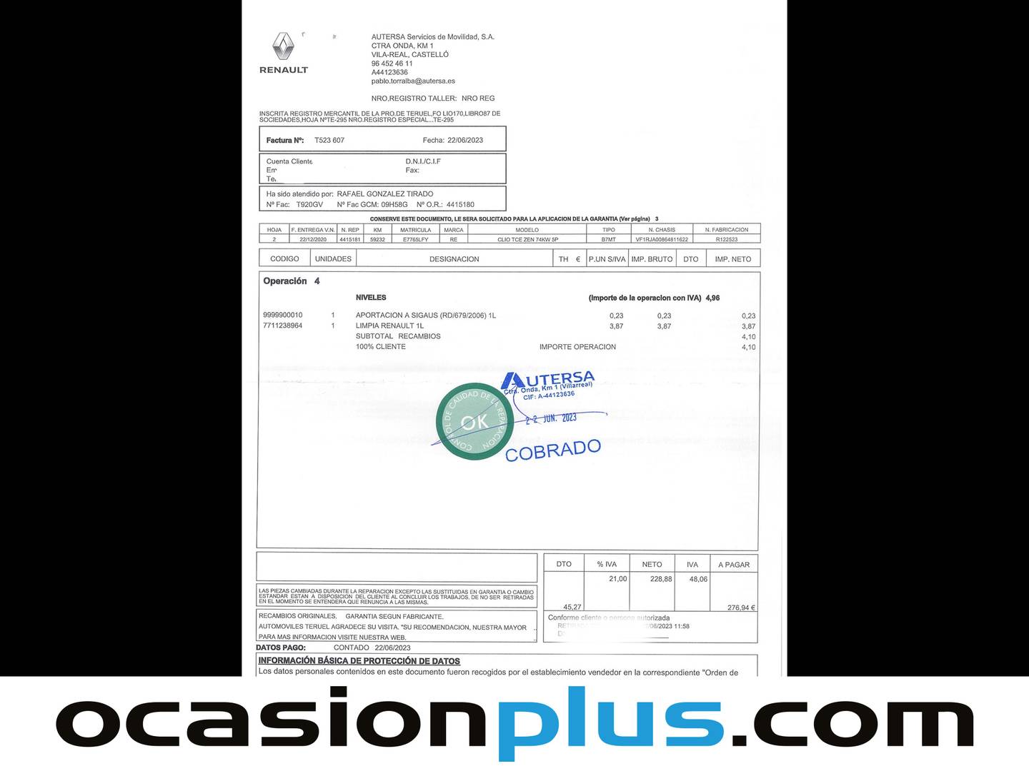 Foto del mantenimiento del Renault Clio Renault Clio Zen TCe (100 CV) GPF