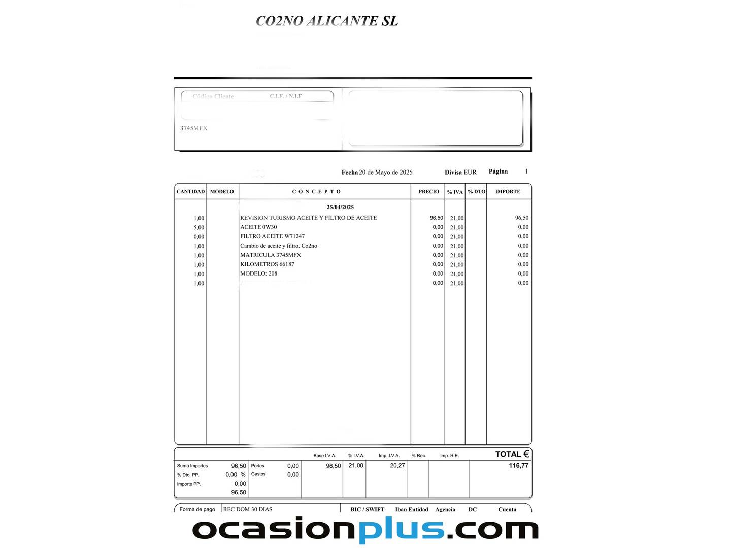 Foto del mantenimiento del Peugeot 208 Peugeot 208 PureTech 100 Active Pack (100 CV)