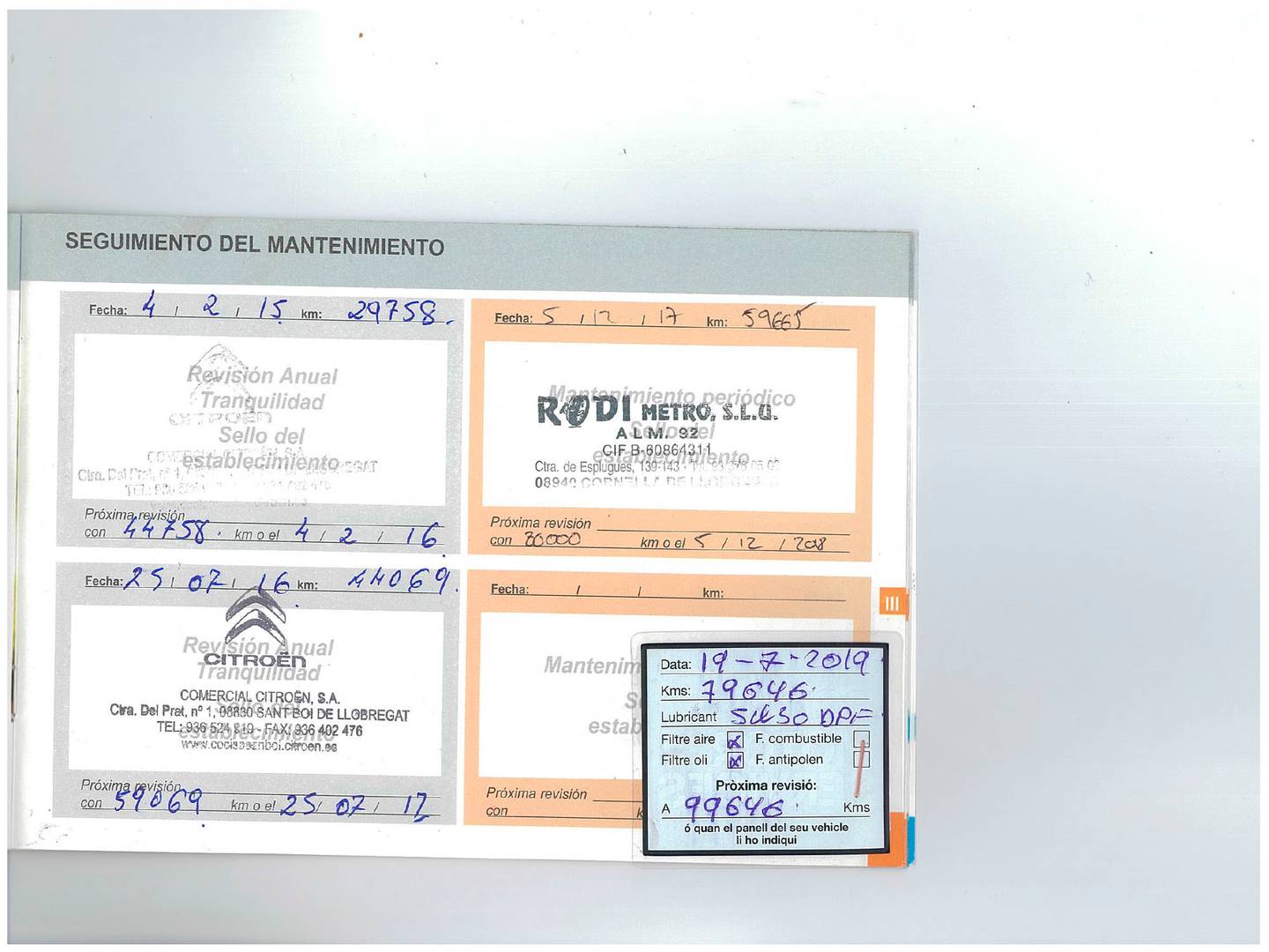 Foto del mantenimiento del Citroën DS4 Citroen DS4 1.6 HDi Design  (92 CV)