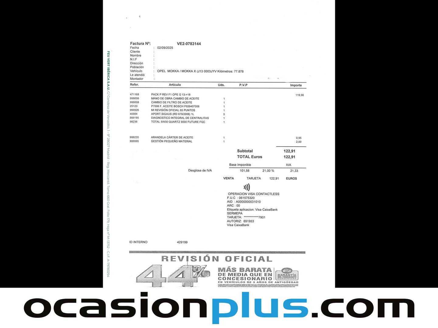 Foto del mantenimiento del Opel Mokka X Opel Mokka X 1.4 Turbo S&S Selective 4X2 (140 CV)