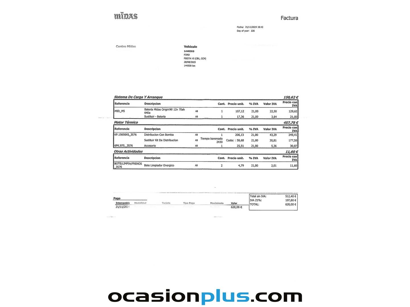 Foto del mantenimiento del Ford Fiesta Ford Fiesta 1.6 TDCI DPF Econetic (95 CV)