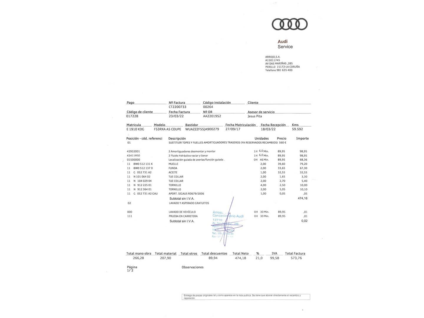 Foto del mantenimiento del Audi A5 Audi RS5 Coupe 2.9 TFSI quattro (450 CV) tiptronic