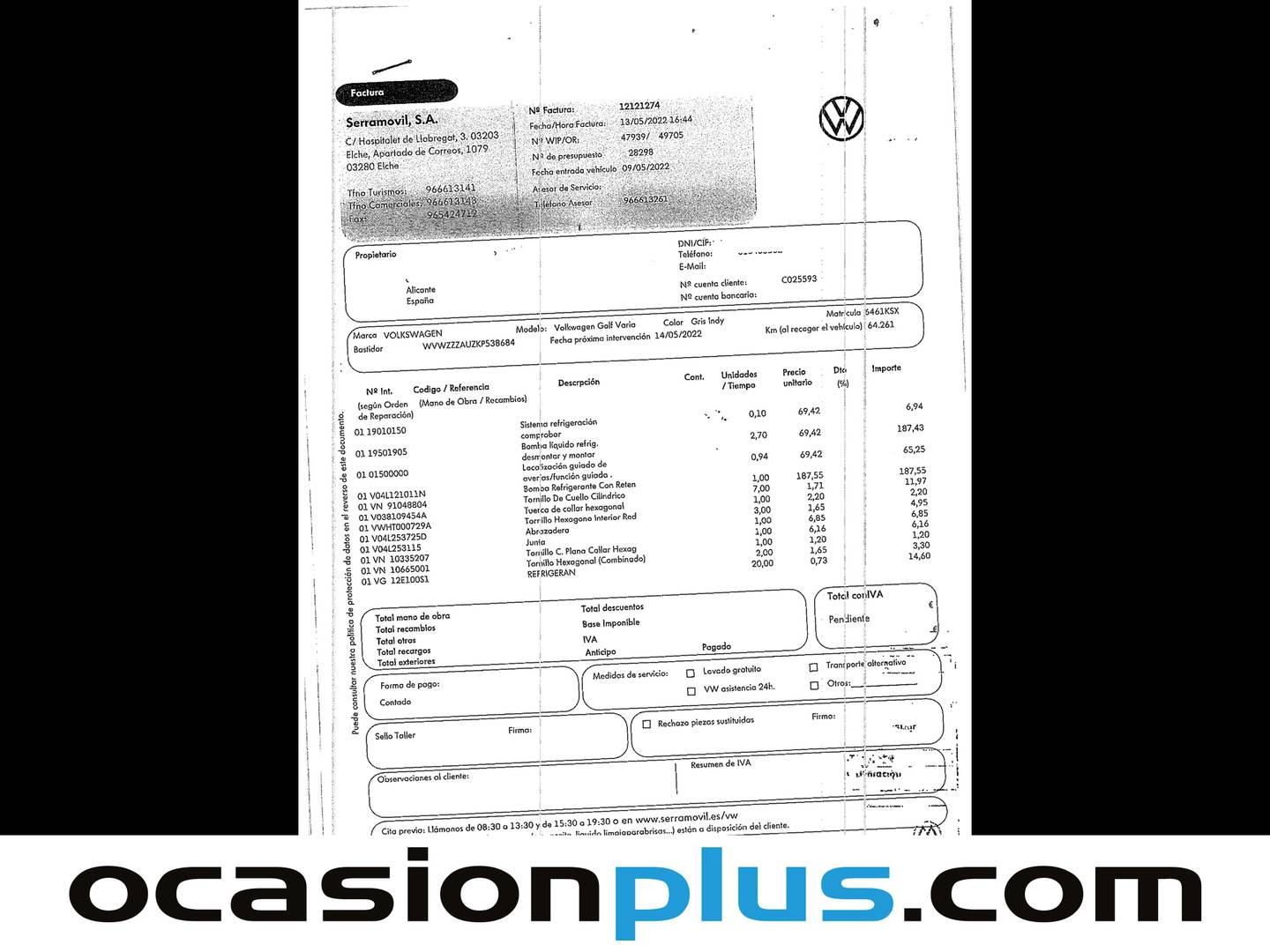 Foto del mantenimiento del Volkswagen Golf Volkswagen Golf Variant Business & Navi 1.6 TDI (115 CV)