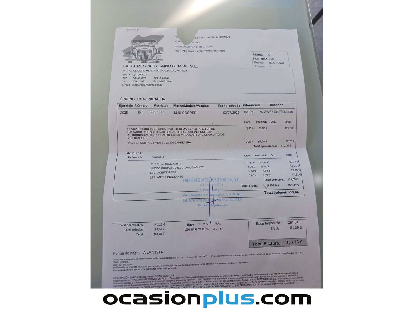 Foto del mantenimiento del Mini MINI Mini MINI Cooper Cooper S (175 CV)
