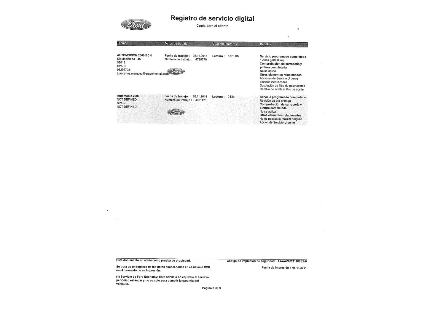 Foto del mantenimiento del Ford Fiesta Ford Fiesta 1.0 EcoBoost Trend Powershift (100 CV)