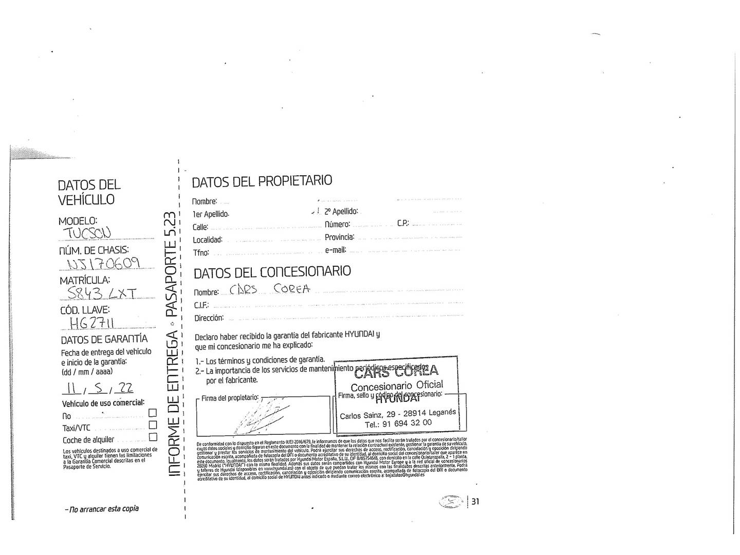 Foto del mantenimiento del Hyundai Tucson Hyundai Tucson 1.6 TGDI 48V Maxx (150 CV)