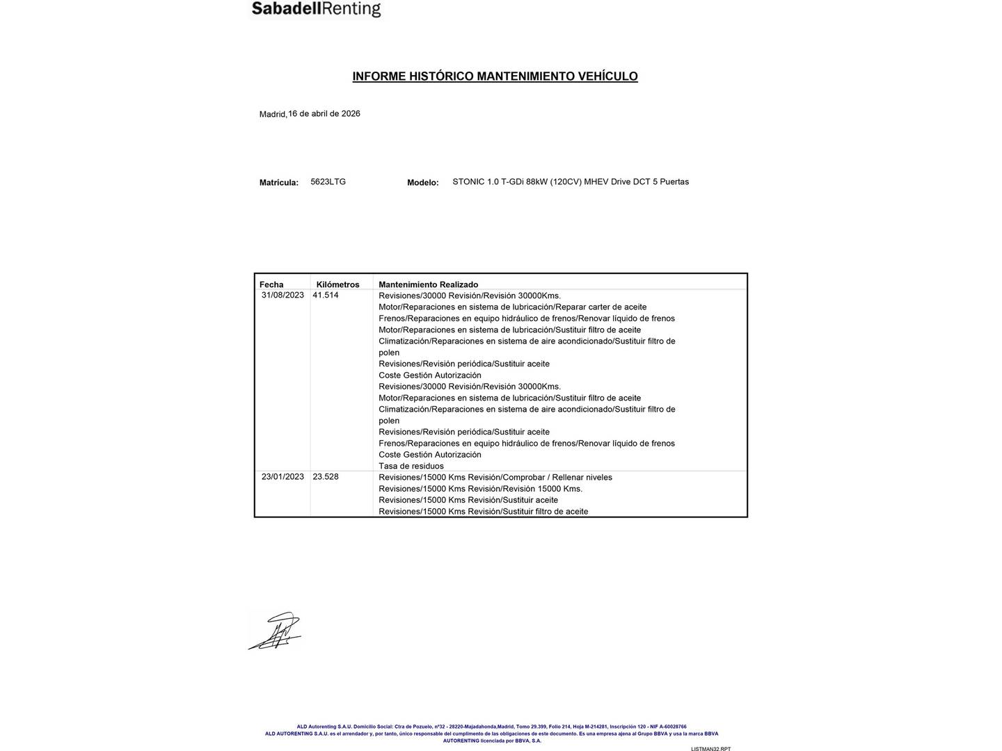 Foto del mantenimiento del KIA Stonic KIA Stonic 1.0 T-GDi MHEV Drive DCT  (120 CV)
