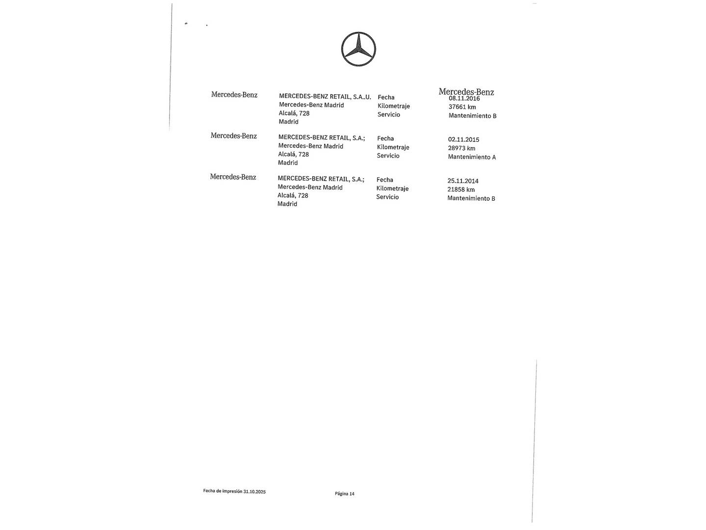 Foto del mantenimiento del Mercedes Clase B Mercedes Clase B B 180 CDI Blue Efficiency (109 CV)