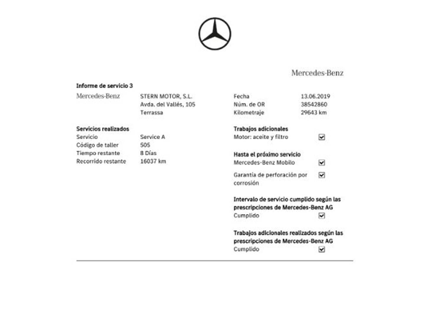 Foto del mantenimiento del Mercedes GLA Mercedes GLA GLA 220 d Style (177 CV)