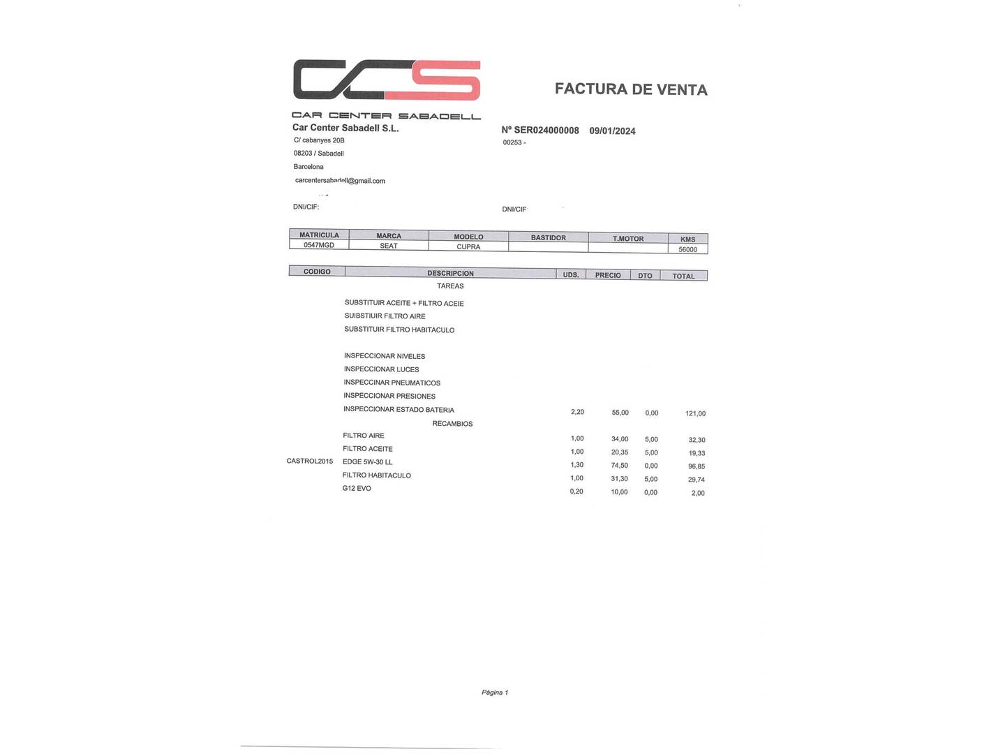 Foto del mantenimiento del Seat León Seat León 2.0 TSI S&S Cupra  (300 CV)