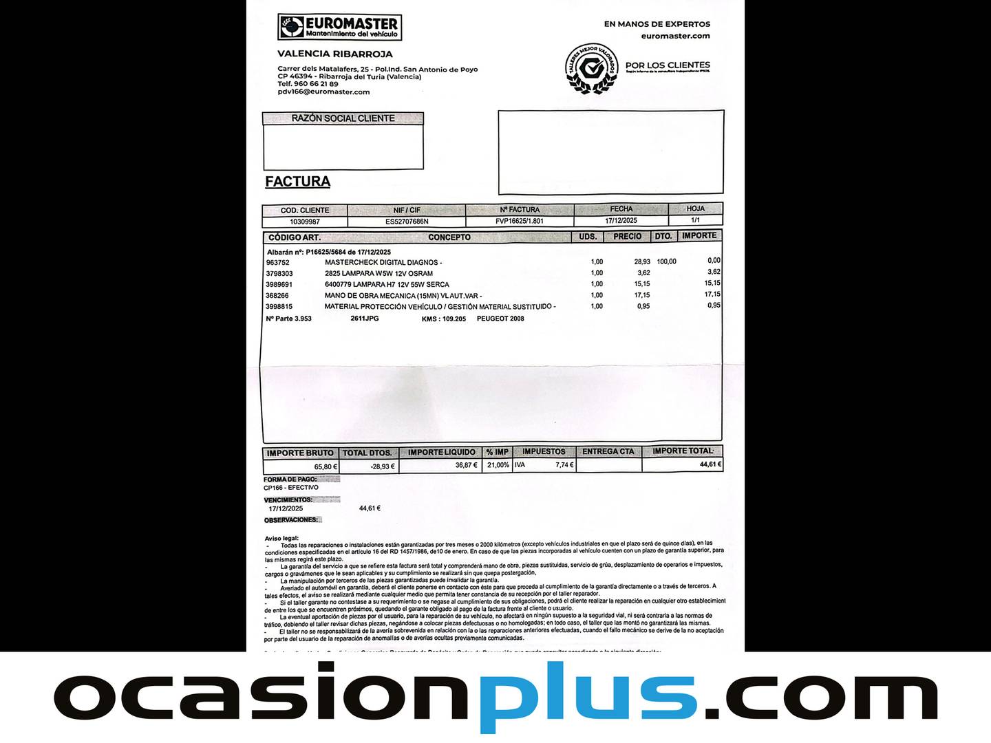 Foto del mantenimiento del Peugeot 2008 Peugeot 2008 PureTech 110 S&S Allure EAT6 (110 CV)