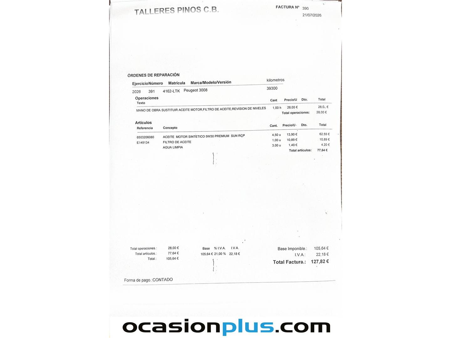 Foto del mantenimiento del Peugeot 3008 Peugeot 3008 PureTech 130 Allure EAT8 (130 CV)