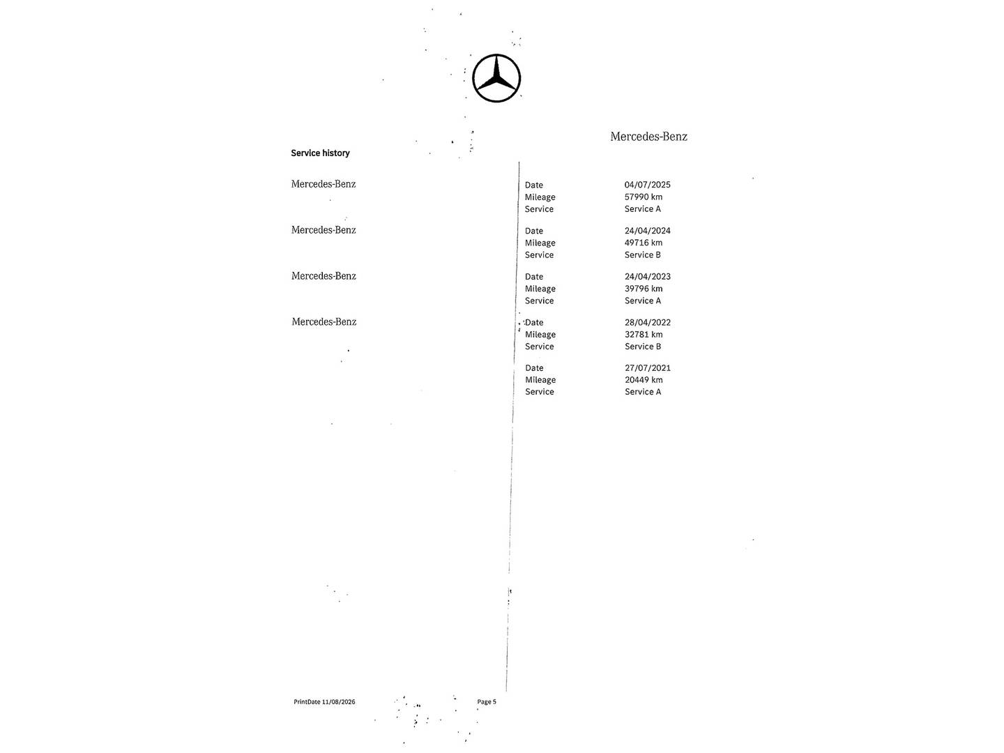 Foto del mantenimiento del Mercedes GLA Mercedes GLA 180 (122 CV)