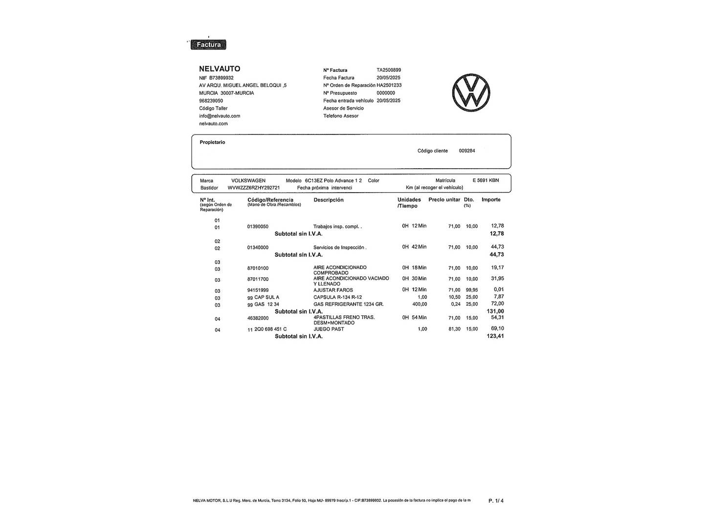 Foto del mantenimiento del Volkswagen Polo Volkswagen Polo Advance 1.2 TSI BMT (90 CV) DSG