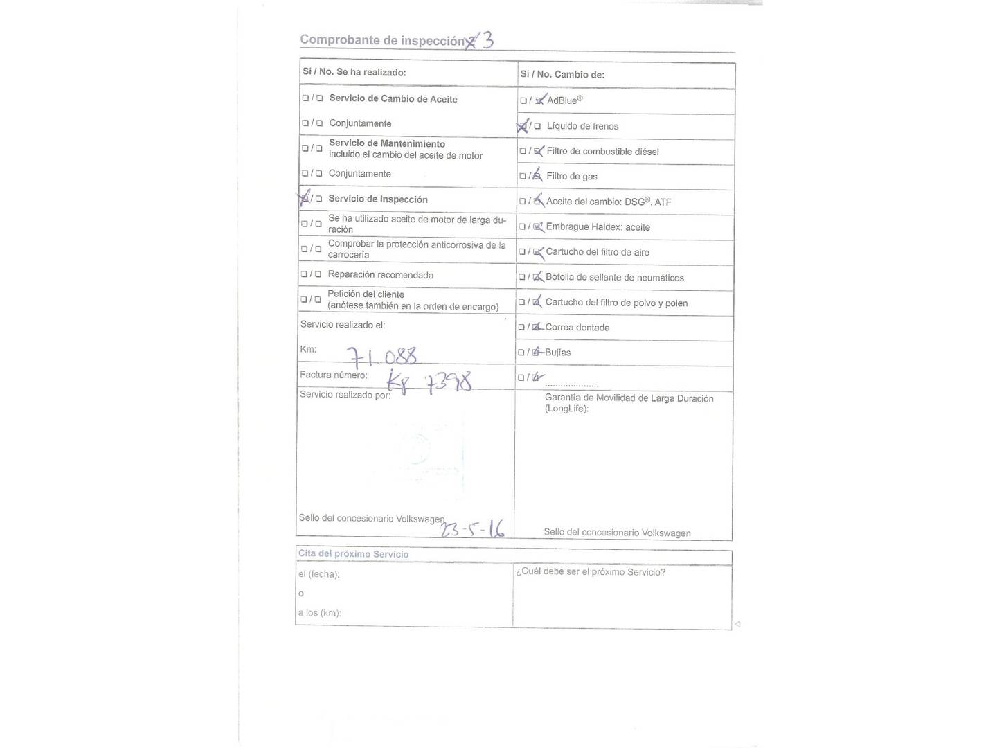 Foto del mantenimiento del Volkswagen Tiguan Volkswagen Tiguan Sport 2.0 TDI BMT 4Motion (140 CV) DSG