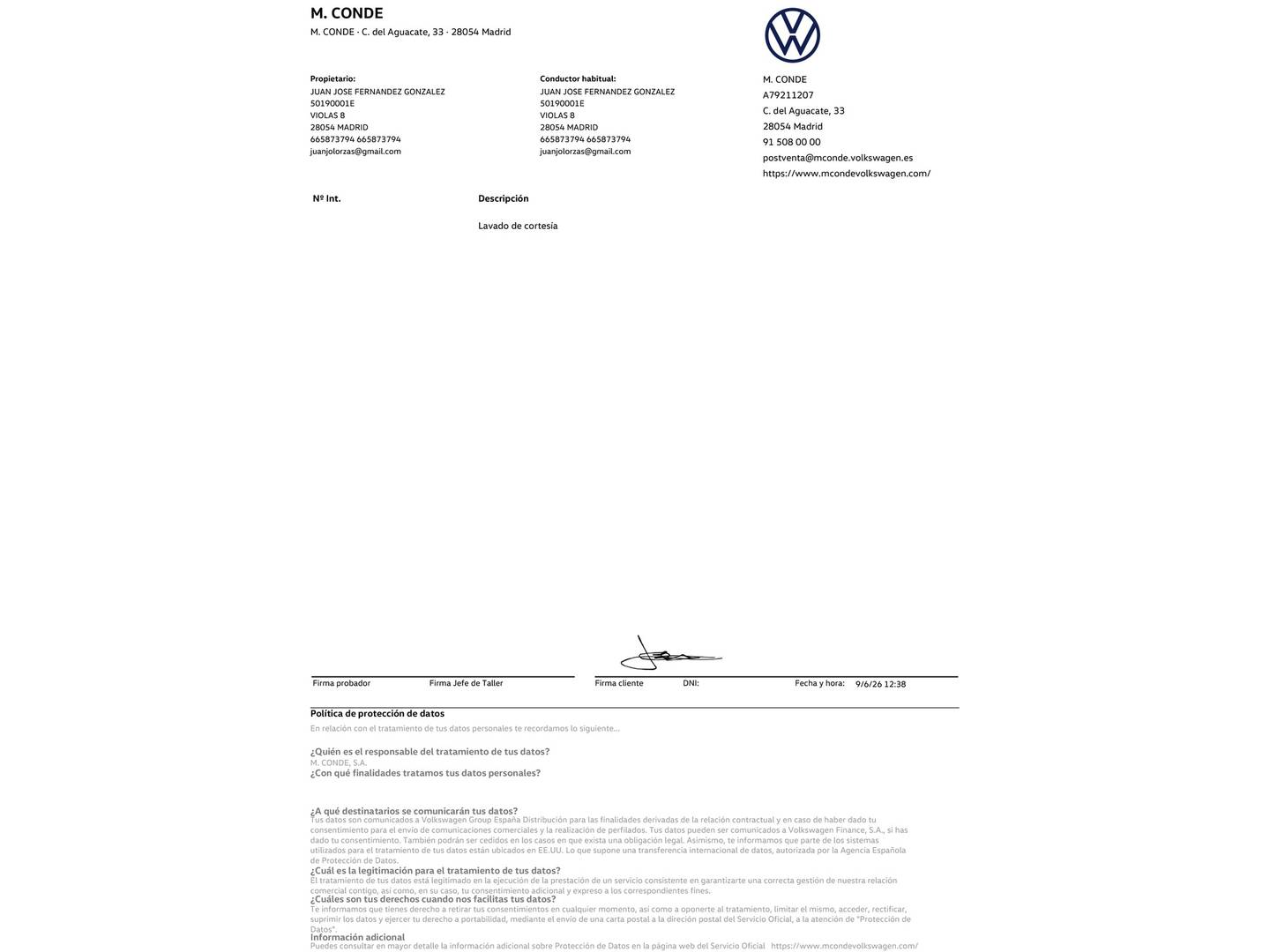 Foto del mantenimiento del Volkswagen T-Roc Volkswagen T-Roc Sport 1.5 TSI (150 CV) DSG